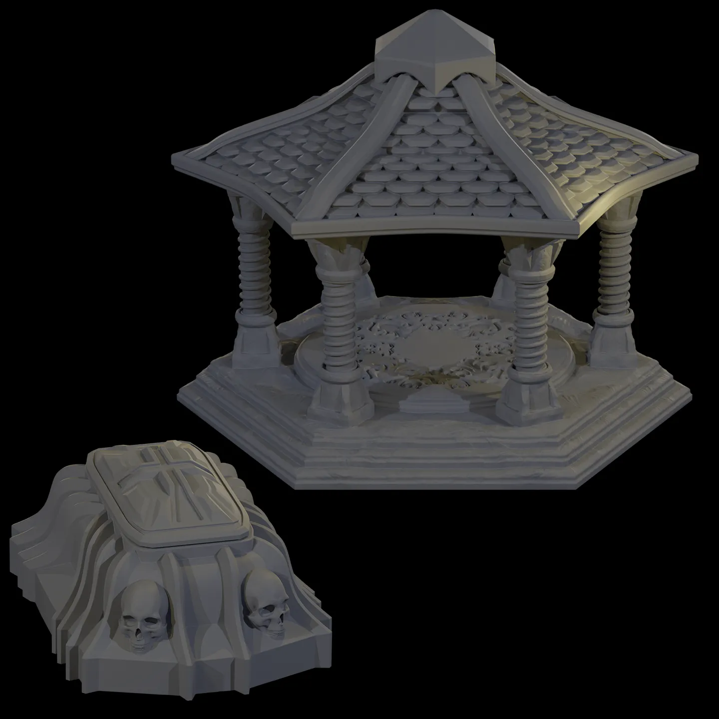 Open Mausoleum with Tomb 